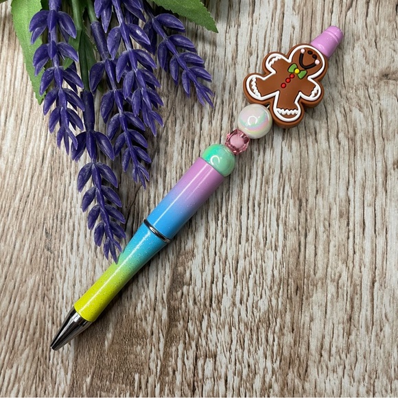 Handcrafted Christmas Pens Beaded Unique Artisan Gifts Office Accessories - Picture 6 of 8